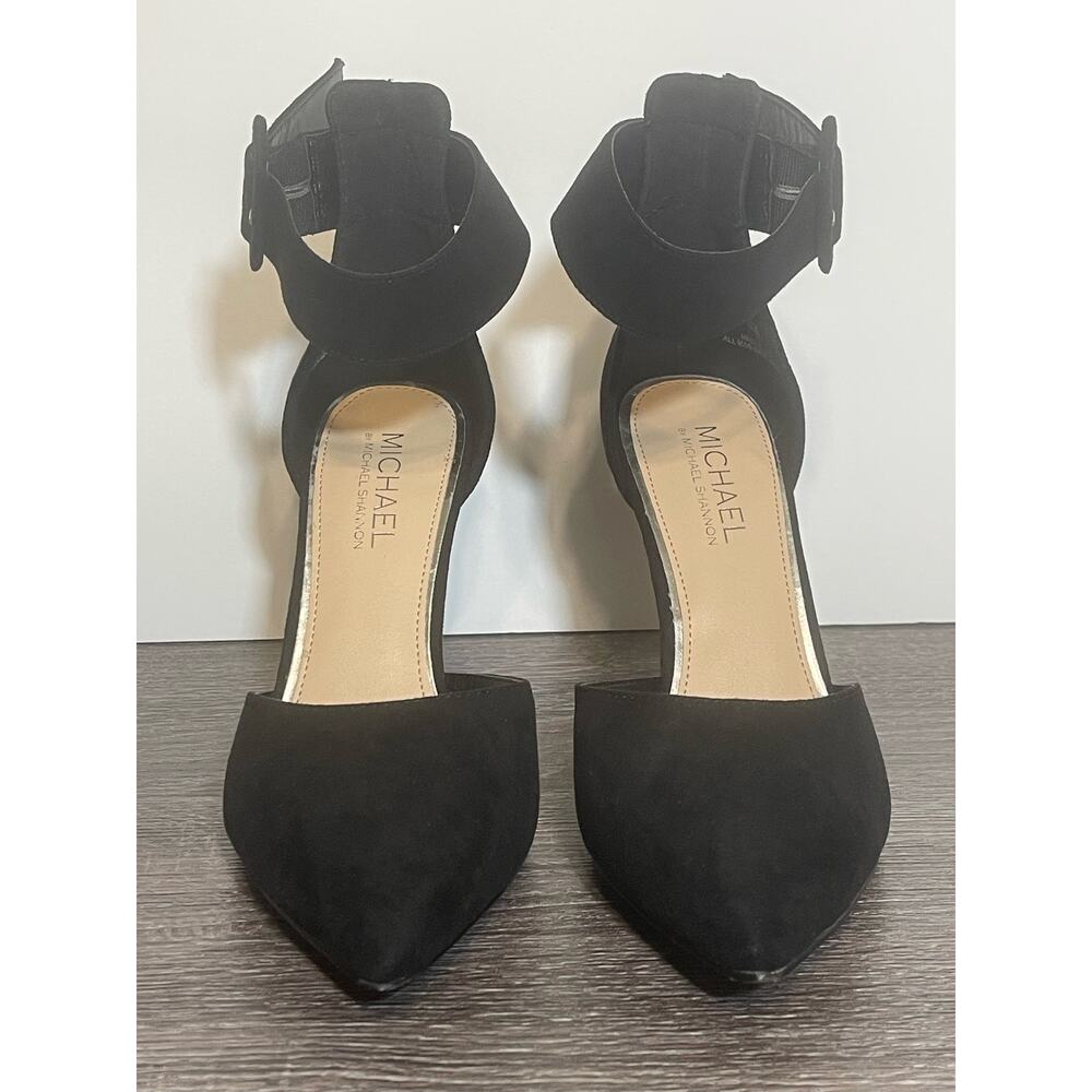 Michael Shannon Ravenna High Heels with Ankle Strap Black Suede Women's Size 9